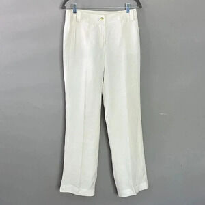Lida Baday Womens Mid-Rise Straight Leg Dress Pants Size 6 Ivory 100%Bamboo/Silk